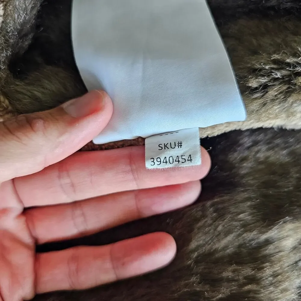 West Elm Faux Fur Chinchilla Throw 60x80 reversible brown Beige
